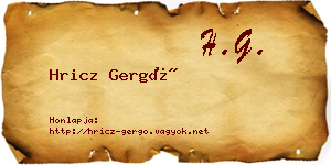 Hricz Gergő névjegykártya
